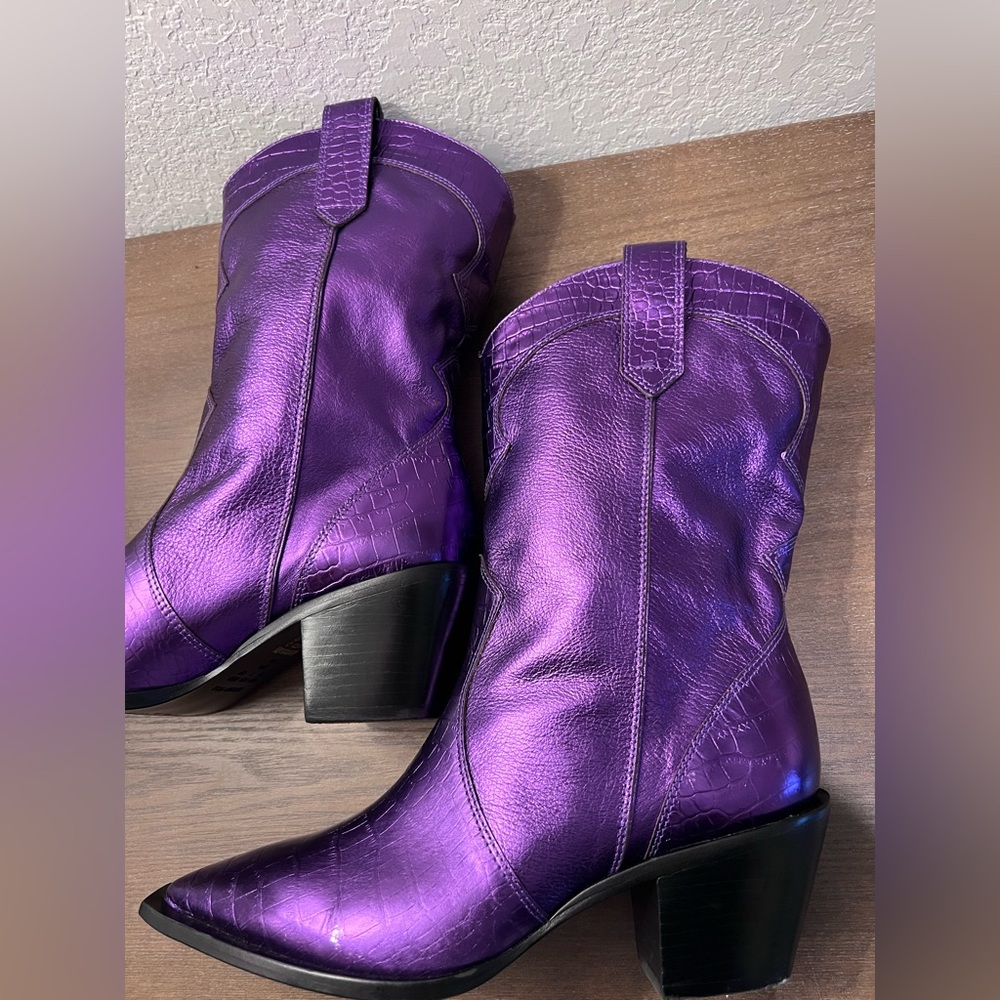 Vicenza electric Purple Metallic Western Boots cowgirl heel boots women’s size 7 - Picture 8 of 15